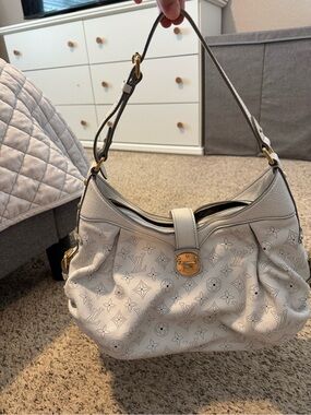 Louis Vuitton Cream Perforated Monogram Mahina Leather Hobo with Gold Hardware